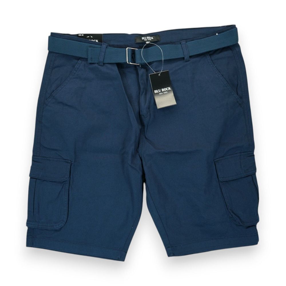 NWT Blu Rock New York Men's Flex Stretch Belted Cargo Shorts Navy Sz 40 MSRP $59